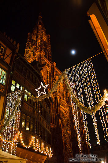 Strasbourg cathedral with Christmas decorations