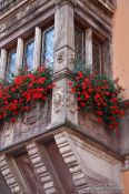 Travel photography:Facade detail of the Obernai town hall, France
