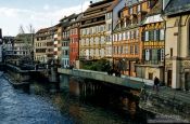 Travel photography:Houses along Strasbourg`s Ile River, France