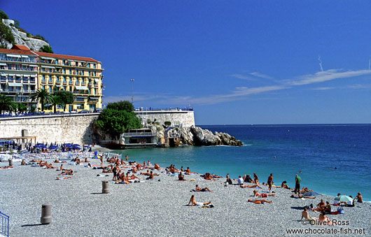 The municipal beach in Nice, Côte d`Azur