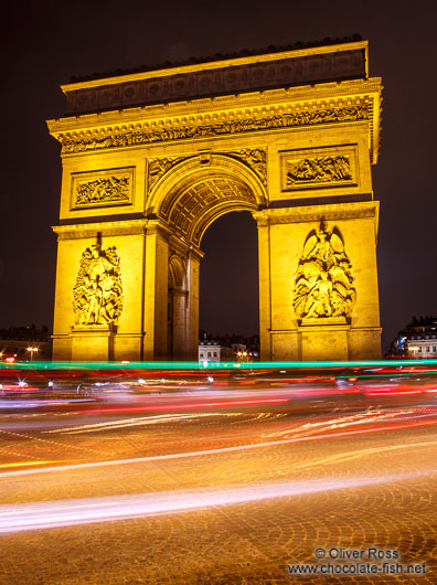 Paris Arc de Triomphe in rush hour traffic