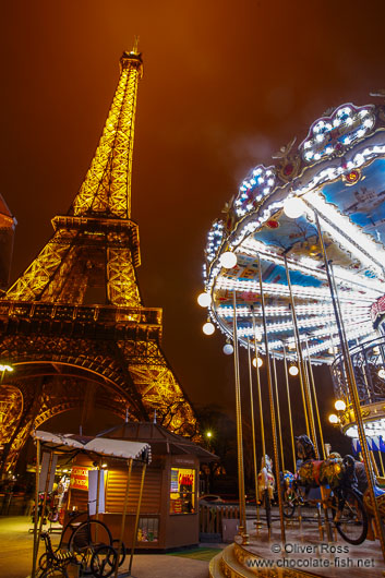 Paris Eiffel tower with carousel