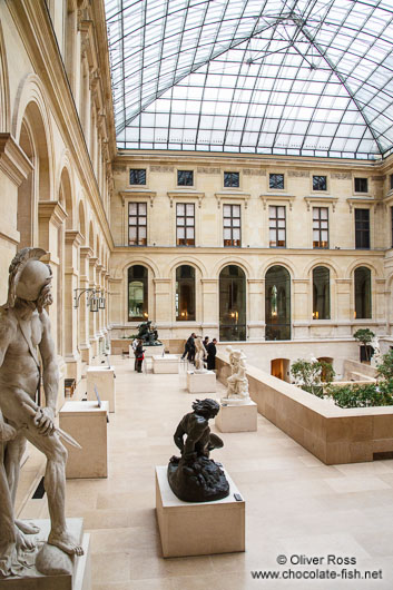 Sculptures inside the Paris Louvre museum
