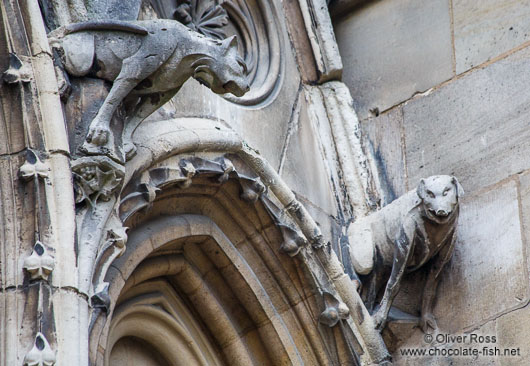 Facade detail of  Notre Dame cathedral in Paris