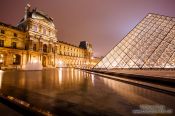 Travel photography:Paris Louvre Museum by night, France