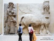 Travel photography:Assyrian hall in the Paris Louvre museum, France