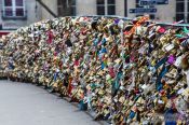 Travel photography:Paris bridge with padlocks, France