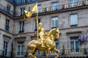 Travel photography:Golden statue of Saint Joan of Arc in Paris, France