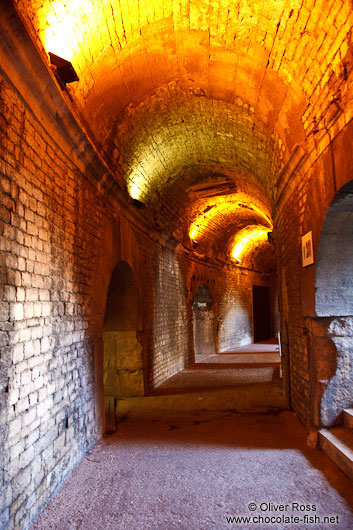 Walkways inside the catacombs of the coliseum in Nimes  