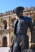 Travel photography:Torero sculpture Nimes  in front of the coliseum, France