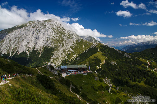 Hikers on a treck through the mountains near Berchtesgaden