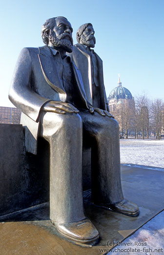 Statue of Karl Marx and Friedrich Engels on the Alexanderplatz