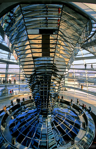 The glass cupola on top of the Reichstag in Berlin