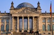 Travel photography:Reichstag entrance portal, Germany