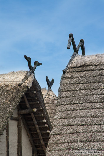 Gables of the neolithic stilt houses at the open air museum in Uhldingen