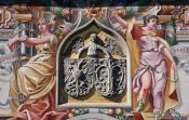 Travel photography:Detail of the painted facade of the Lindau town hall, Germany