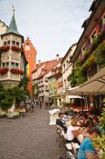 Travel photography:Meersburg street with restaurants, Germany