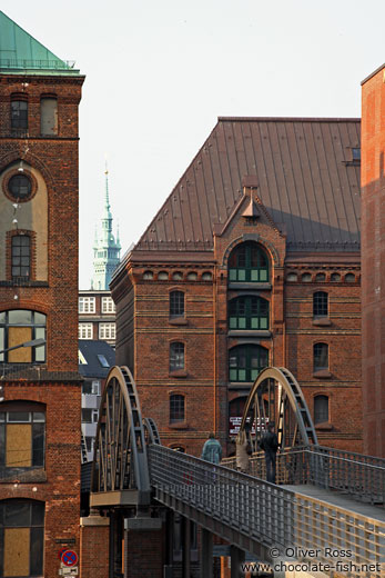 Houses in Hamburg`s Speicherstadt (old area with storage warehouses by the harbour)
