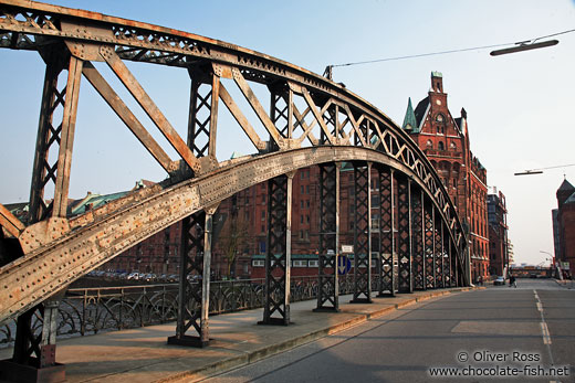 Bridge in Hamburg`s old Speicherstadt