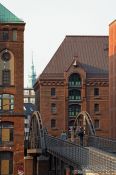 Travel photography:Houses in Hamburg`s Speicherstadt (old area with storage warehouses by the harbour), Germany