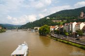 Travel photography:Ship on the Neckar River in Heidelberg, Germany
