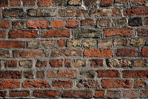 Weathered brick wall in Lübeck