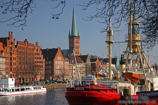 View of Lübeck from across the Trave river