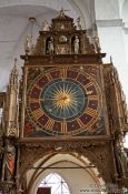 Travel photography:Clock inside St. Mary´s church (Marienkirche) in Lübeck, Germany