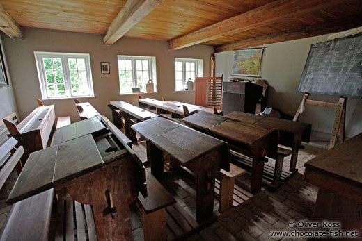 Old school house with 18th century classroom