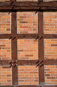 Travel photography:Half-timbered brick facade of a typical 18th century Frisian house, Germany