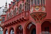 Travel photography:Facade of the historical warehouse on the cathedral square in Freiburg, Germany
