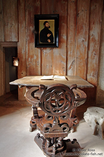 Martin Luther`s chair and table on the Wartburg Castle