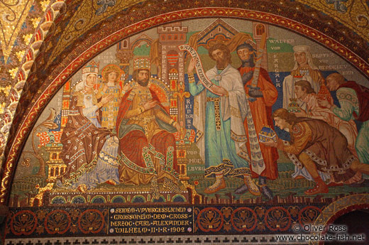 Wall mosaic in the Elisabethkemenate (Elisabeth`s chamber) on the Wartburg Castle