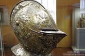 Travel photography:Knight`s Helmet on display inside the Wartburg Museum, Germany