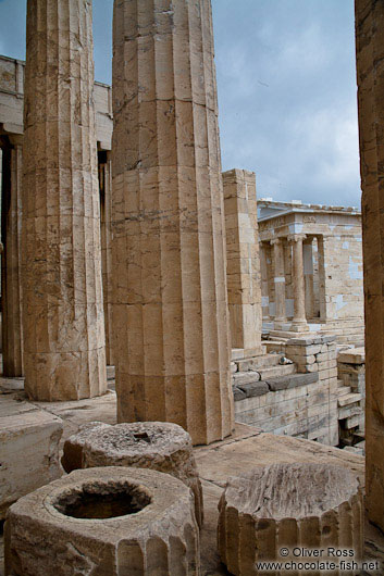 Columns near the Athens Akropolis entrance