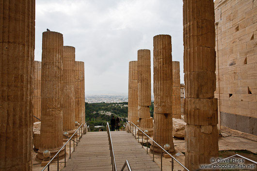 Columns at the entrance to the Athens Akropolis