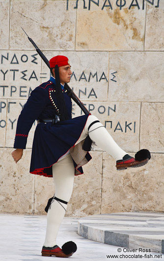 Guard at the Monument of the Unknown Soldier in Athens - Tsolias