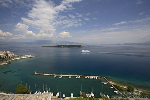 Aerial view of Corfu sailing harbour