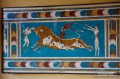 Travel photography:Bull-leaping Fresco, Court of the Stone Spout in Knossos, Grece
