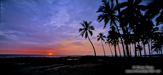 Panoramic view of a sunset at Pu`uhonua o Honaunau