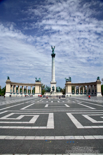 The Heros´ Square in Budapest with Millennium column