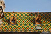 Travel photography:Roof detail of the Budapest market hall, Hungary