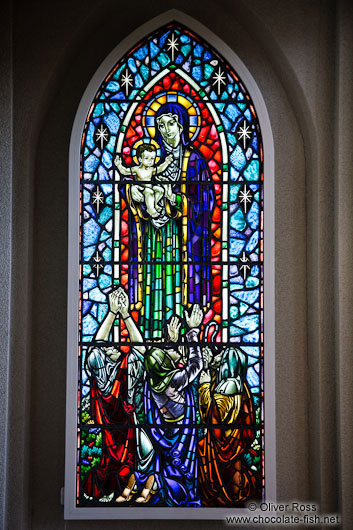 Stained glass window in Reykjavik´s Hallgrimskirkja church