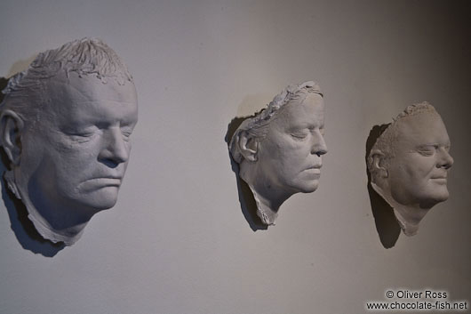 Faces on display inside Reykjavik´s Hallgrimskirkja church