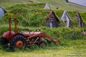 Travel photography:Abandoned tractor and houses at Nupsstadur, Iceland