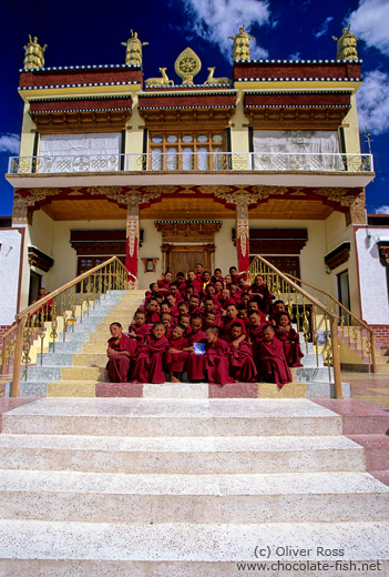 Buddhist monk novices outside their Chosling school