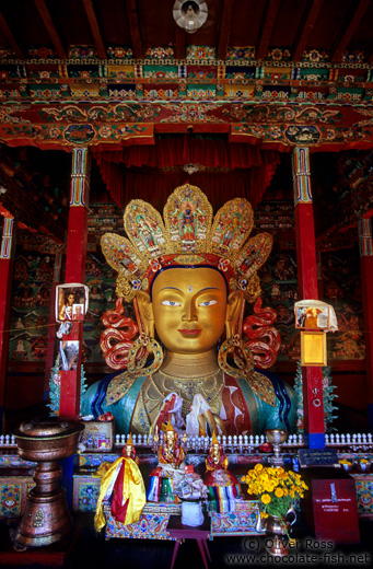 Statue inside the Thiksey Gompa