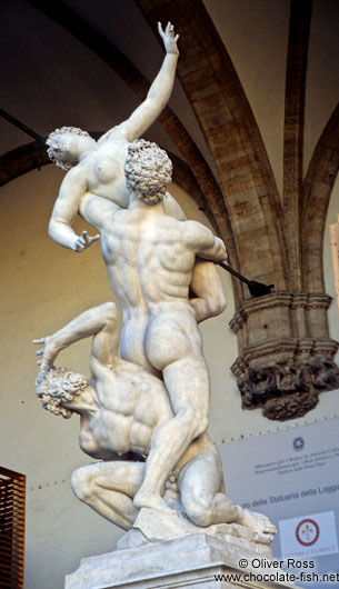 Sculpture depicting the theft of the Sabines in Florence
