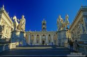 Travel photography:The Piazza del Campidoglio (capitol square) with the Palazzo Senatorio (senatorial palace), Italy