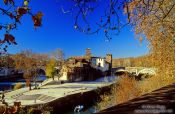 Travel photography:Island in Rome`s Tibre River, Italy